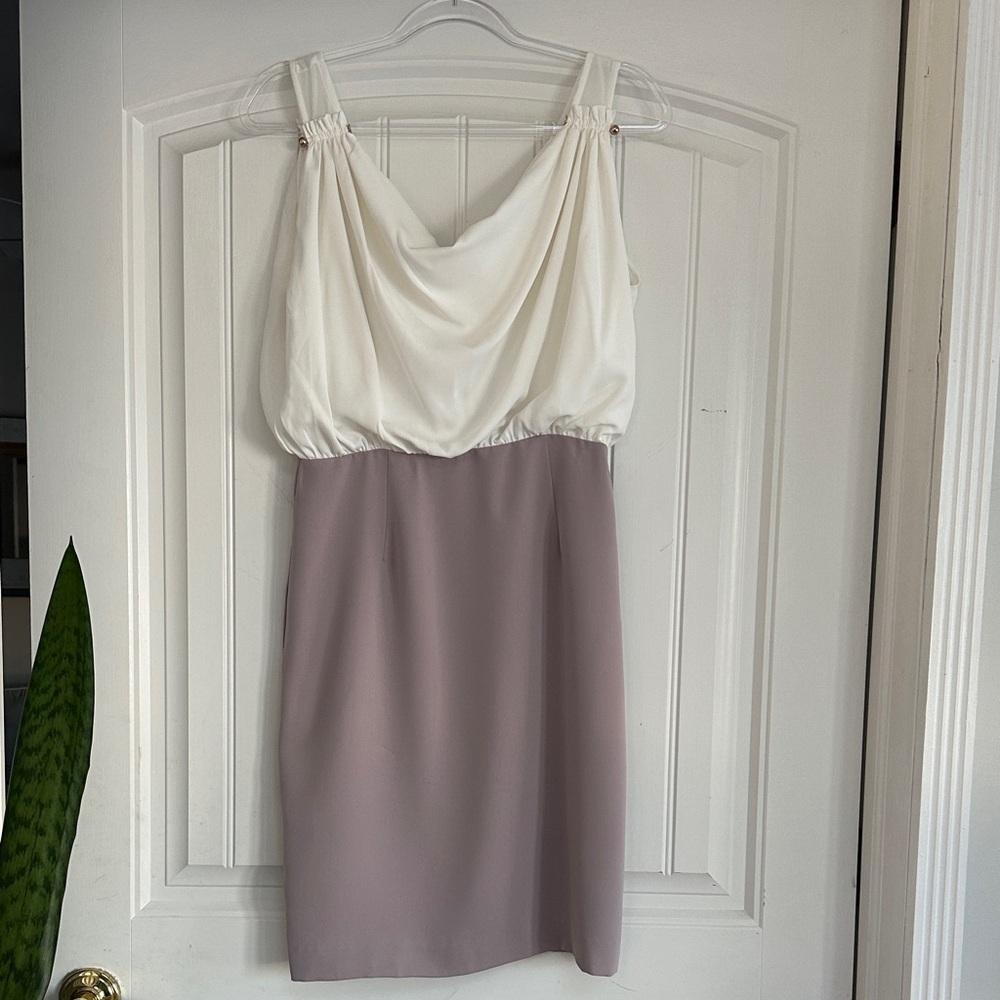 Reiss White and Taupe Mini Dress
